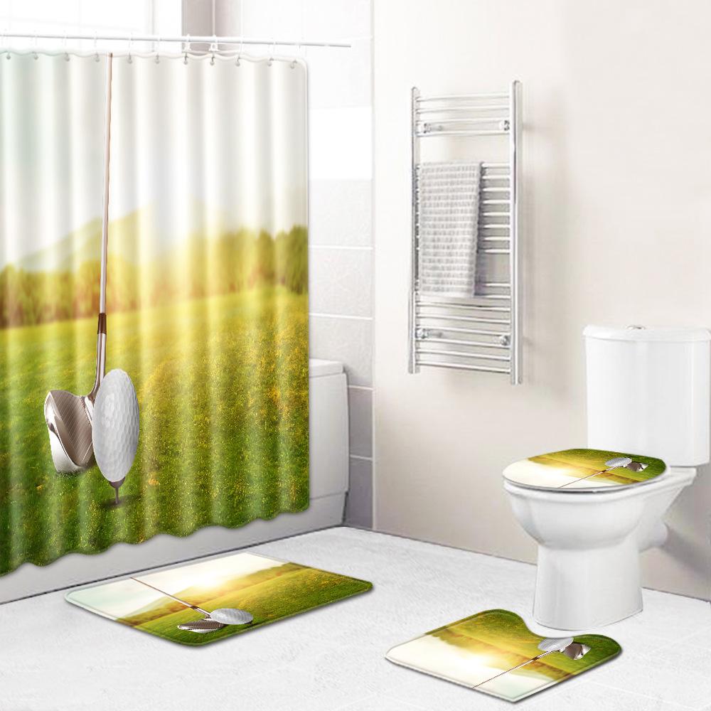Creative Bathroom Non-Slip Floor Mat, Shower Curtain Combination Carpet, European And American Style Explosion Woman