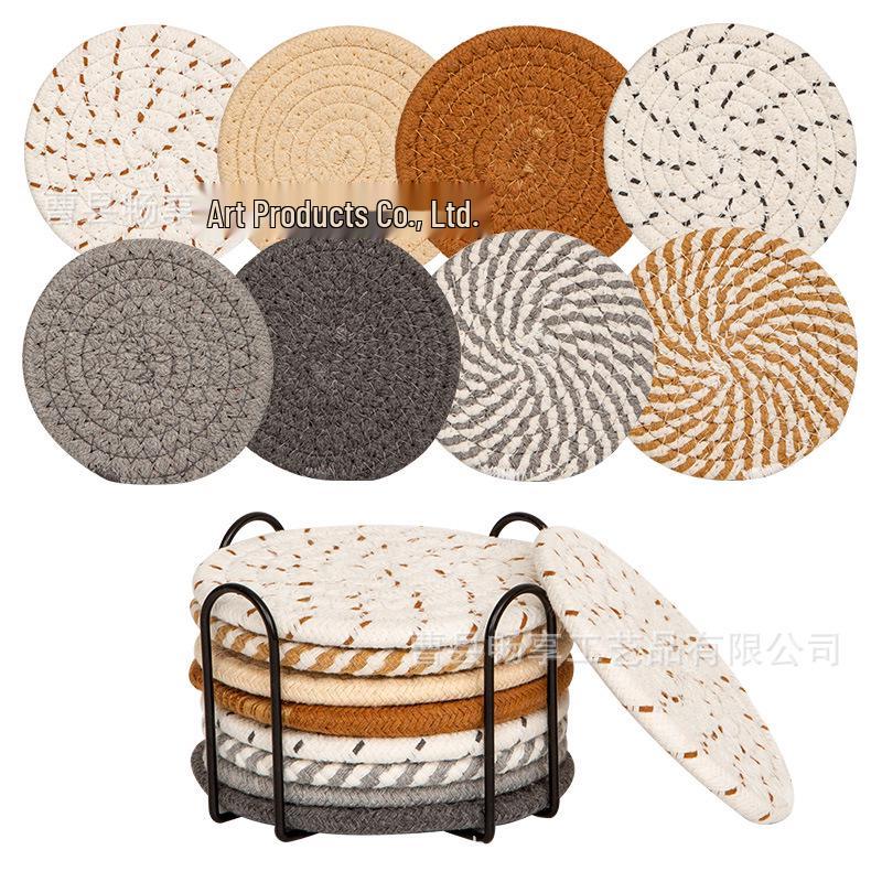 Nordic Cotton Rope Woven Placemat: Round Heat-Resistant Insulation Pad for Kitchen or Dining Table