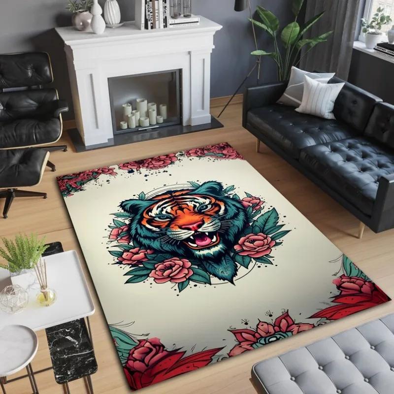 Modern Abstract Tiger Totem Carpet For Living Room Kitchen Home Decor Floormat Bedroom Entry Door Mat Bedside Sofa Foot Mats