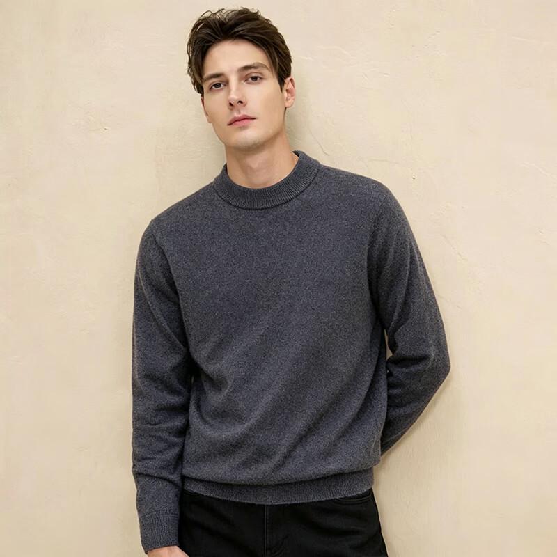 Fengmao Men's Business Casual Crew Neck Wool Sweater FMTST7442