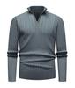 Men's Autumn/Winter Vertical Stripe Half High Collar Zip Knit Sweater