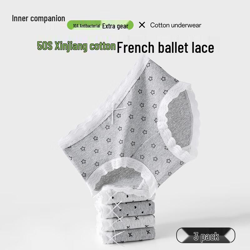 

Neixiaoban Women s 3-Pack Pure Cotton Mid-Waist Lace Briefs XL