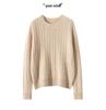 Women's Thickened Cable Knit Cashmere Sweater: Cozy & Versatile for Autumn and Winter