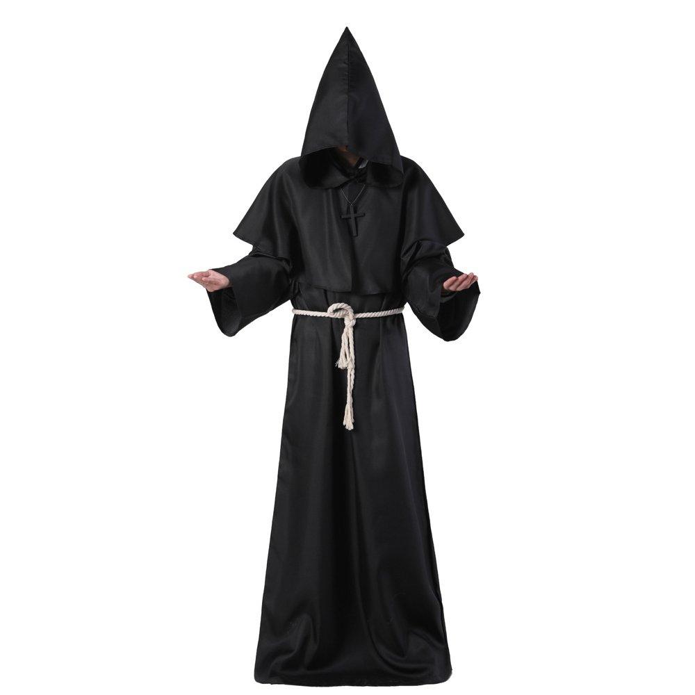 Halloween Medieval Monk Costume Cosplay Robe Wizard Outfit Priest Costume Stage Wear