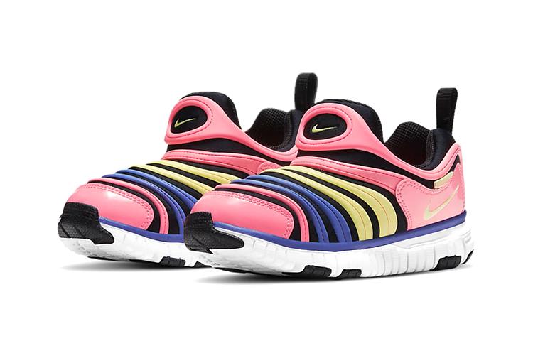 Nike Dynamo Free Comfortable And Trendy Abrasion Resistant Low top Kids Lifestyle Shoes Pink Blue Yellow 343738-025