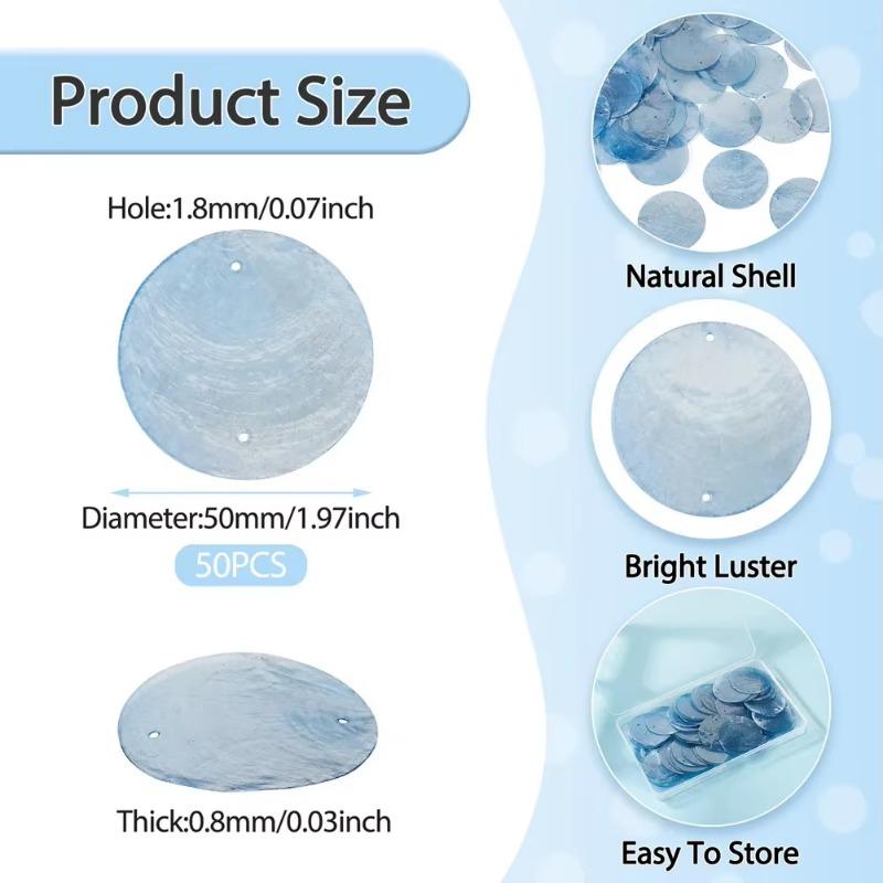 5cm DIY White Capiz Shell with Two Holes Sea Shell Bulk Capiz Shells for Decor DIY Wind Chimes & Crafts Jewellery Accessories