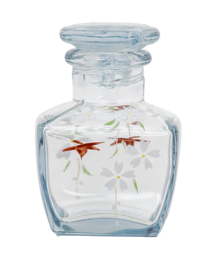 Yagi Kaiho Kaiho Kiln Kyoto-style Painted Glass Soy Sauce Dispenser, Square, Mini, In a Presentation Box (Unkin)