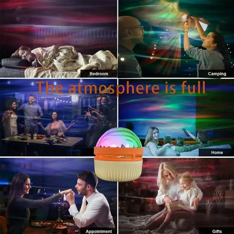 Nordlys Stjernehimmel Projeksjonslys Soverom Rennende vann Ripple Omgivelseslys Aurora Romantisk Kreativ Fjernkontroll Nattlys