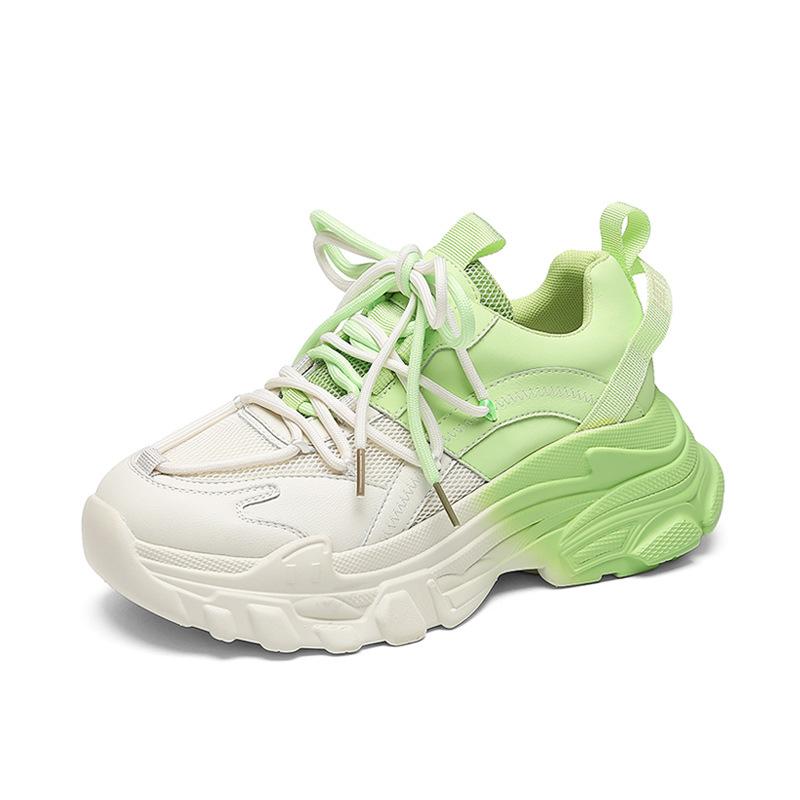 Spring dad shoes women's new thick sole height gradually change purple contrasting color casual versatile women's shoes sports shoes