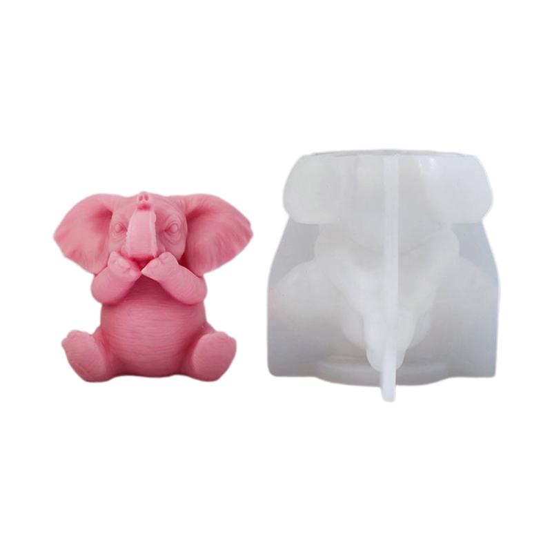 Silicone 3D Elephants Candle Molds Soap Resin Mould DIY Animal Aromatherapy Candle Mold Hand Craft for Home Party-Decor