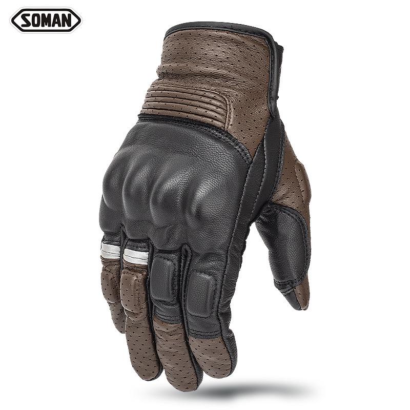 

Универсальные мотоциклетные перчатки MG22 из овчины: Теплые всесезонные перчатки для мужчин и женщин XL чёрный/кофейный