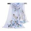 Nuevos Elegantes Bufandas de Seda de Moda Estampado de Mariposa y Flores para Mujer Bufanda Larga de Gasa Chal Suave para Dama Accesorios de Moda