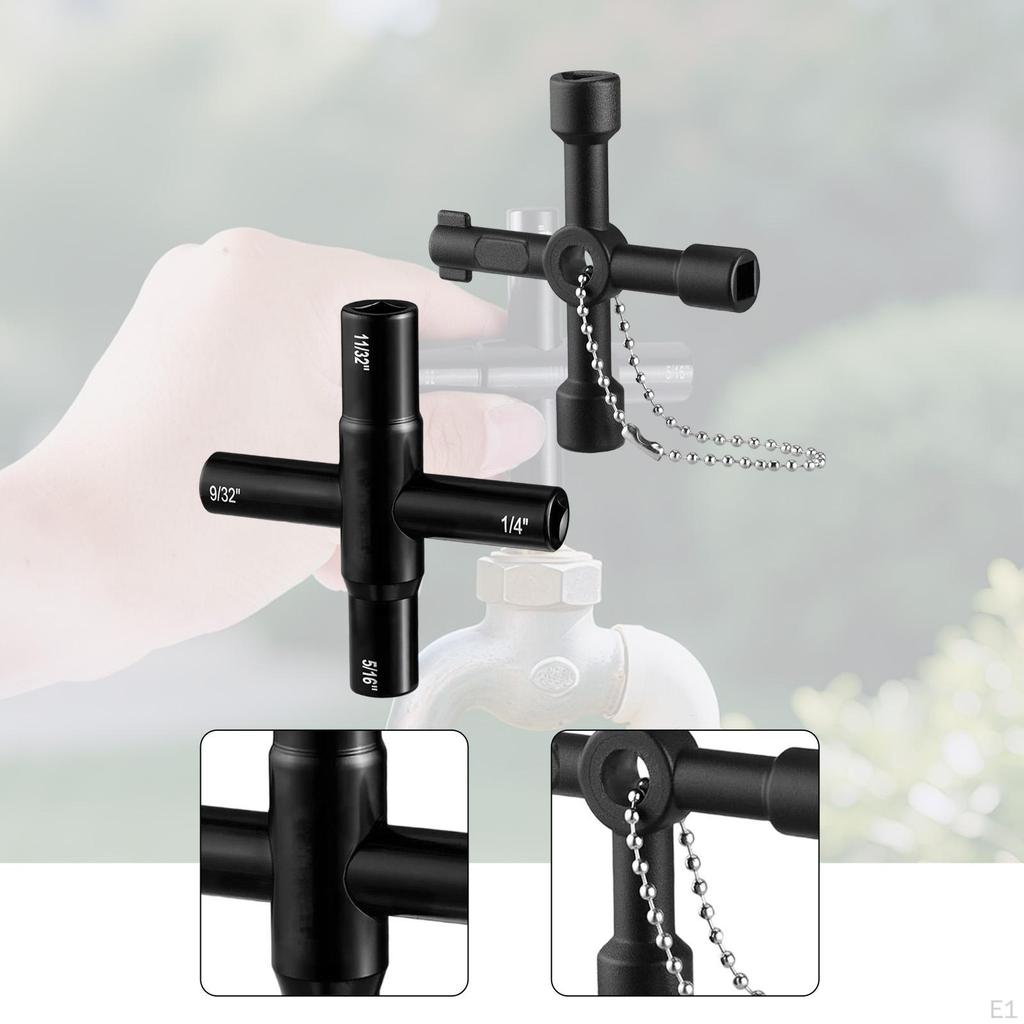 4 Way Sillcock Key Set Shut Off Tool Repair Multifunctional Utility for Electric Cabinet