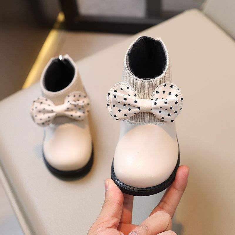 2025 new velvet British style children's single boots spring and autumn baby short boots autumn and winter leather boots girls Martin boots