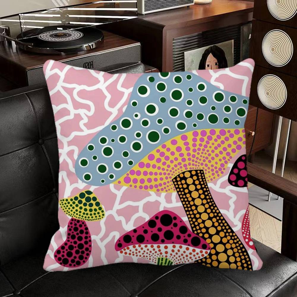 Yayoi Kusama Art Exhibition Pumpkin Flower Wall Art Pillow Case Square Pillow Bedroom Sofa Leisure Comfort Cushion Car