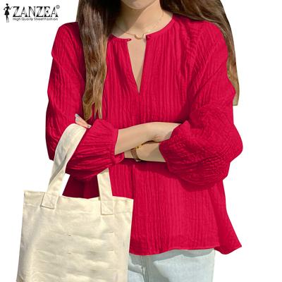 Kadınlar Casual V Yaka Uzun Kollu Gevşek Cover Up Bluz