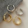 Smooth Round Chunky Hoop Earrings for Women Girls Gold Color Wide Thick Geometric Metal Statement Earrings Vintage Jewelry Gift