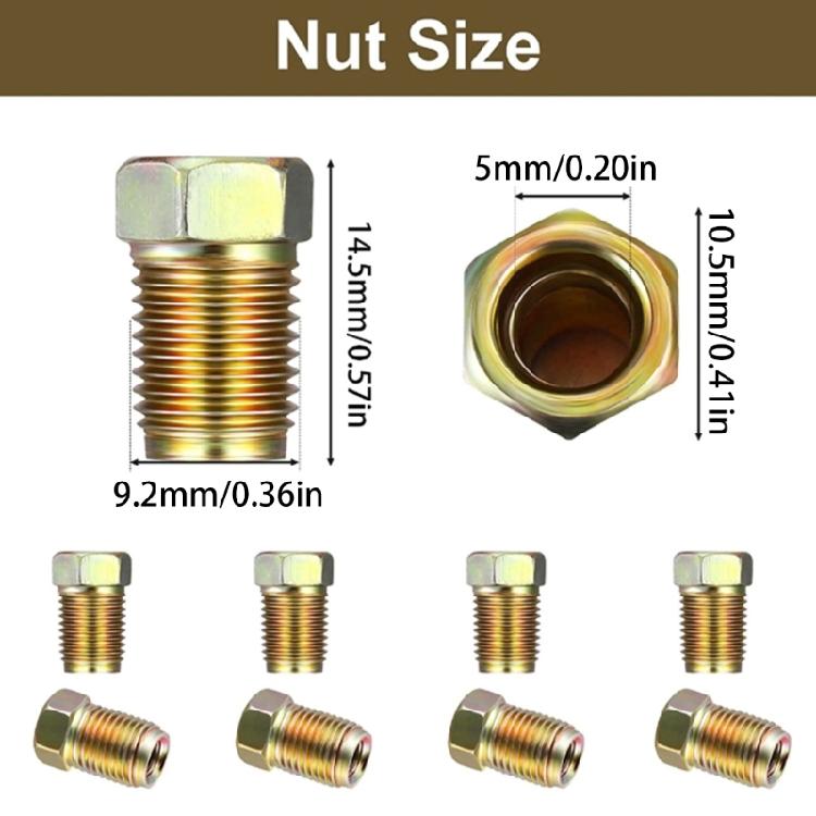 12Pcs  3/8-24 Inverted Line 3/16 inch Brake Connector Fittings Brass Unions