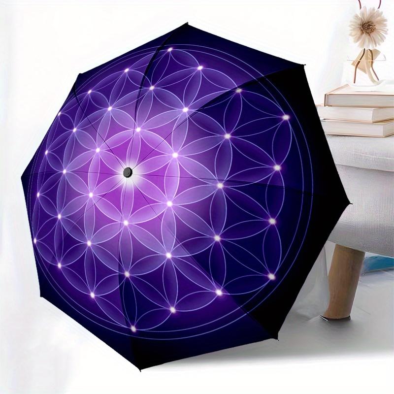 Flower of Life Sacred Geometry StickerUmbrella, Portable 3-Fold Compact Umbrella for Men & Women Gift