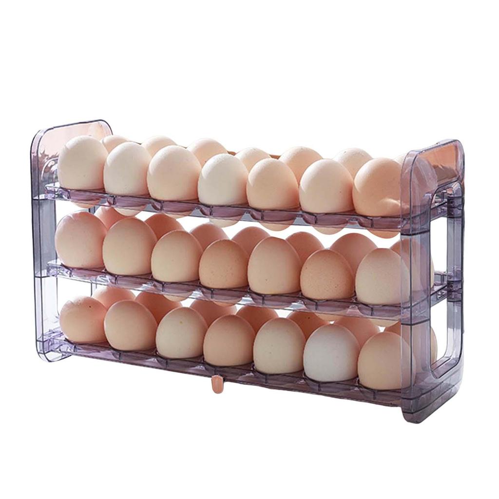 Flip Egg Holder for Refrigerator with Handle Reusable Egg Organizer Egg Storage Container for Pantry Countertop Shelf