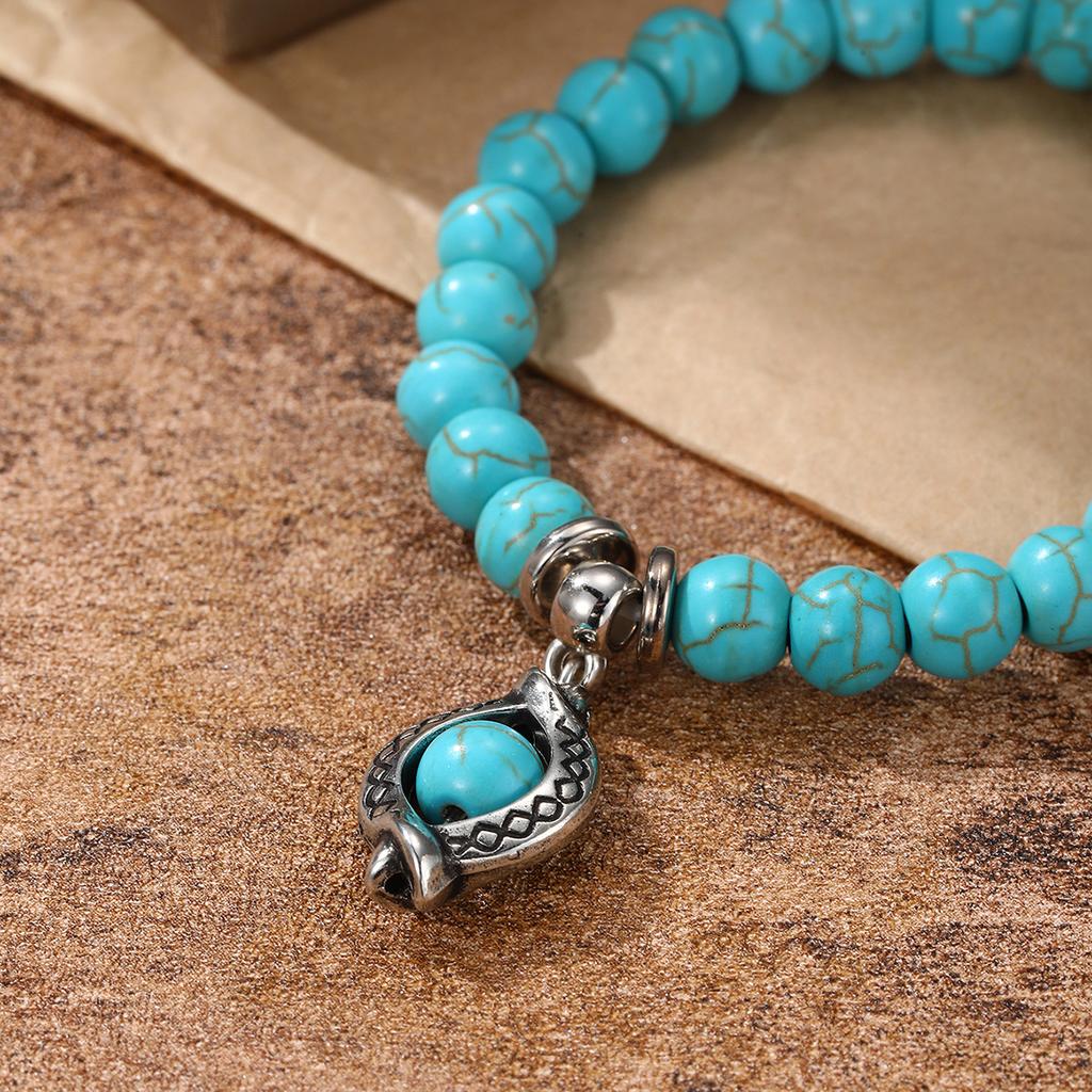 Charm Bracelets Daily Wear Personality Women's Turquoise Gifts Bohemian Vacation 1PC Festival Beaded Pendant Bracelet Vintage