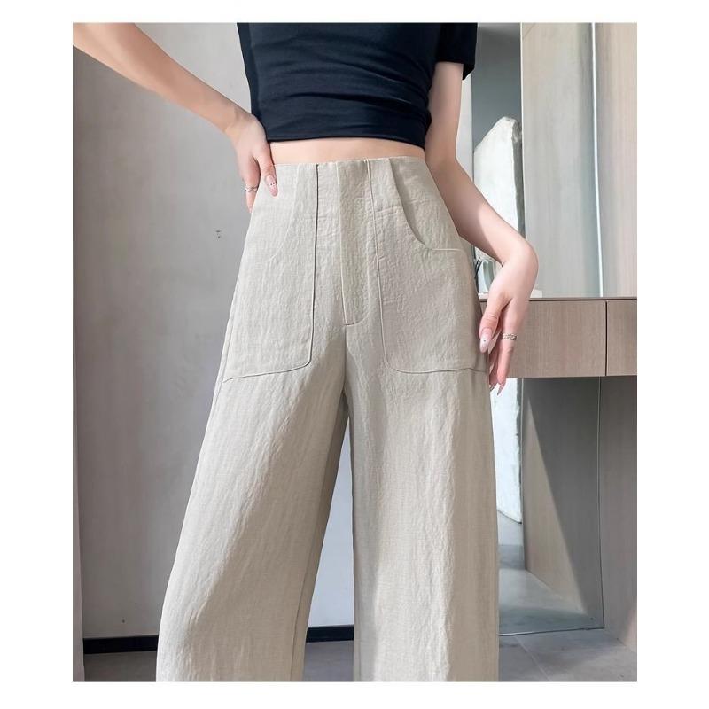 Wide-leg Pants for Women in Summer Thin High-waisted Pear-shaped Body Narrow Straight Loose Casual