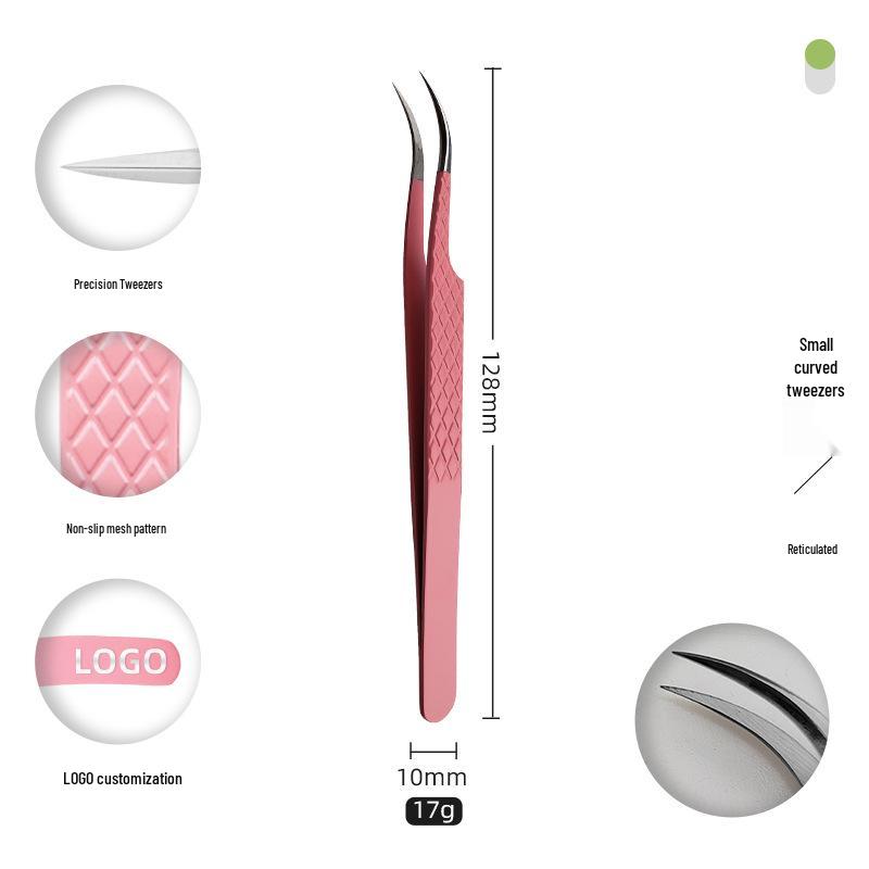 Golden Feather Stainless Steel Eyelash Tweezers for Grafting and Extensions