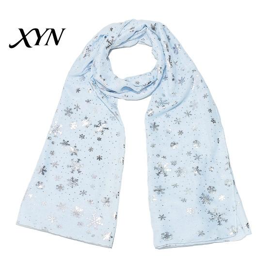 Cozy Christmas Party Scarf Glitter Sparkly Foil Snowflake Print for Women, Warm Fashionable Neckwear Theme Shawl Wrap, Fall Winter Lightweight