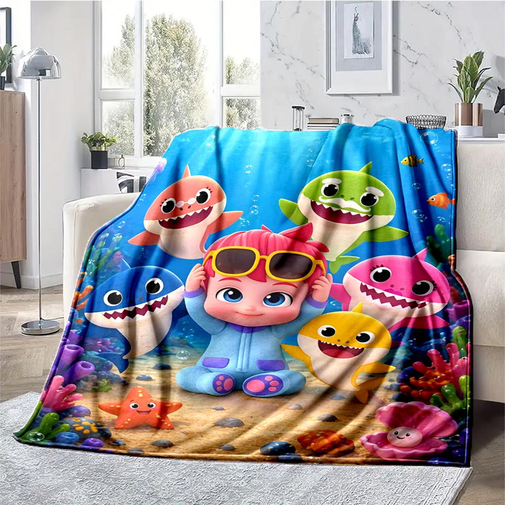 Shark Theme Printed Blanket - Perfect for Couch, Bed, Travel & Outdoor Use | Machine Washable, Cozy & Durable.