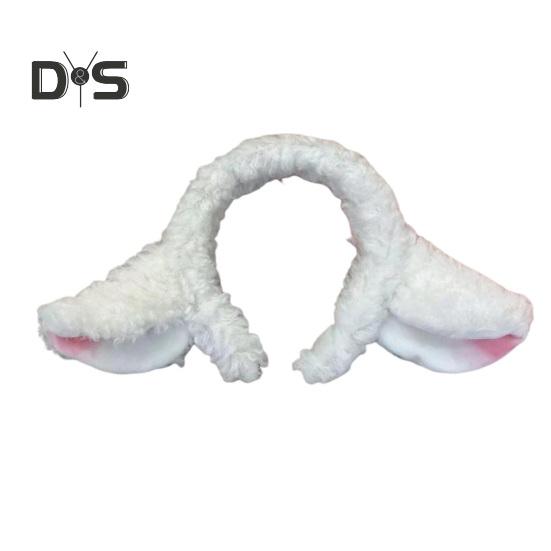 

Обруч для волос с дизайном овечьих ушей, плюшевая повязка на голову с бантом и колокольчиком, белая повязка для волос, аксессуары для мытья волос A