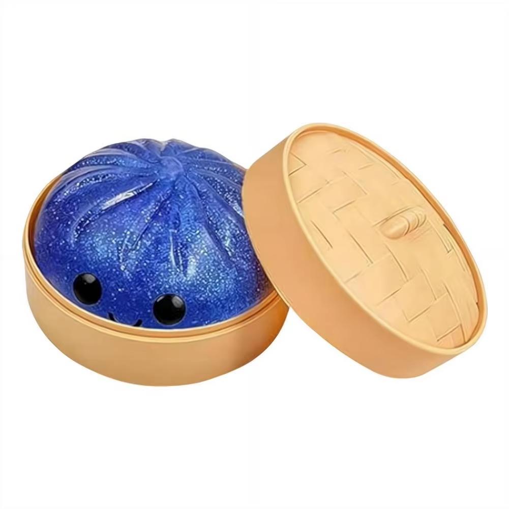 Realistic Giant Dumpling Squeeze Toy With Steamer Soft Tpr Dough Ball Glittery Cute Decompression Fidget Toy Funny Creative Gift