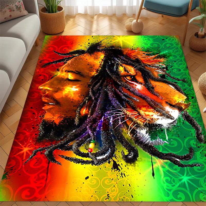 Vibrant Bob Marley Art Print carpet Suitable for all seasons Living room and bedroom mats Room Dormitory decoration Bathroom mat