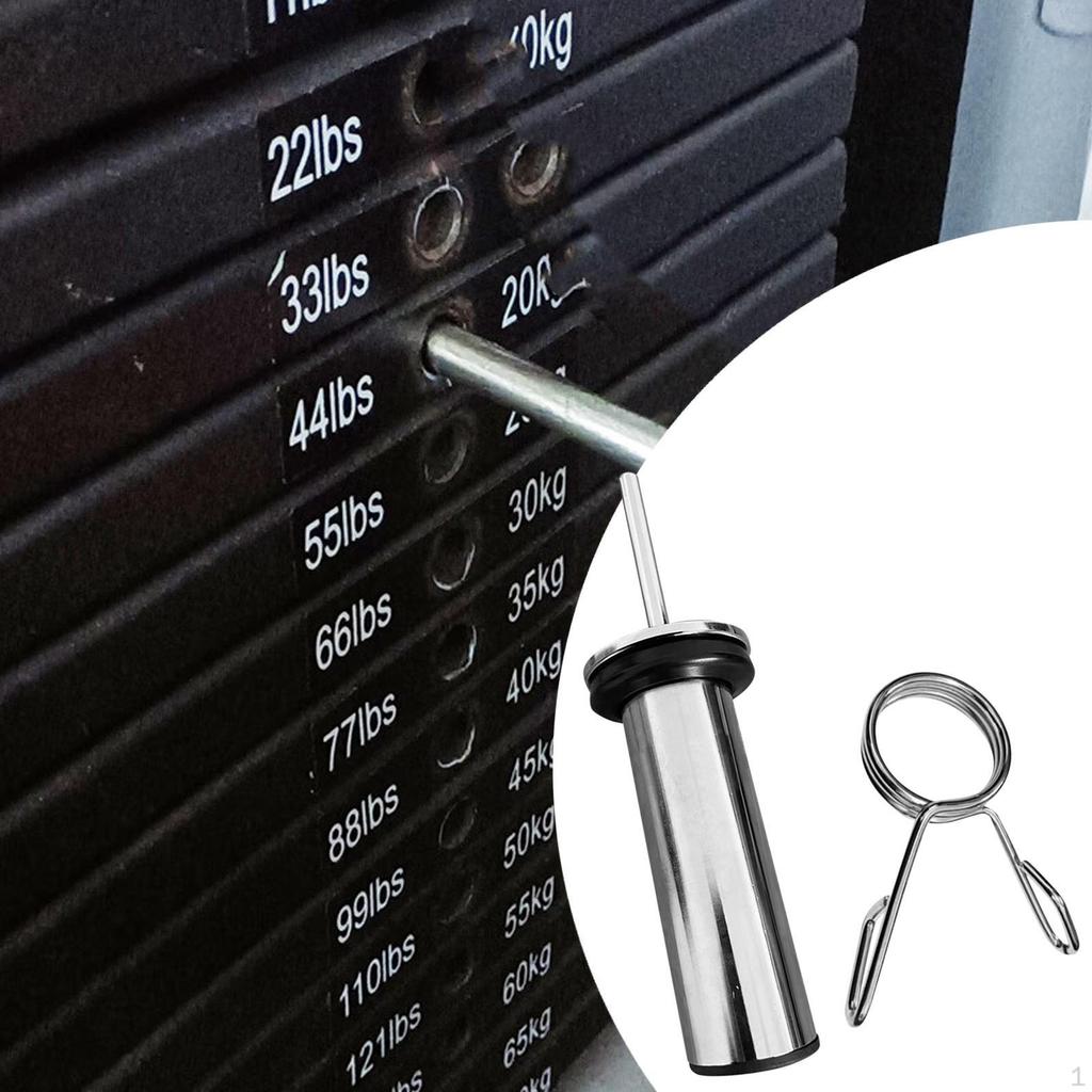 Fitness Device Weight Stack Pin with Spring Clip Attachment