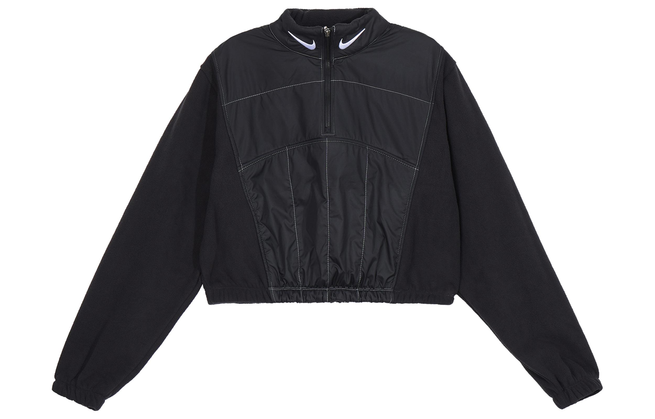 Nike Velvet Jackets Women s Black Stand Collar Moderate DD5613-010 L