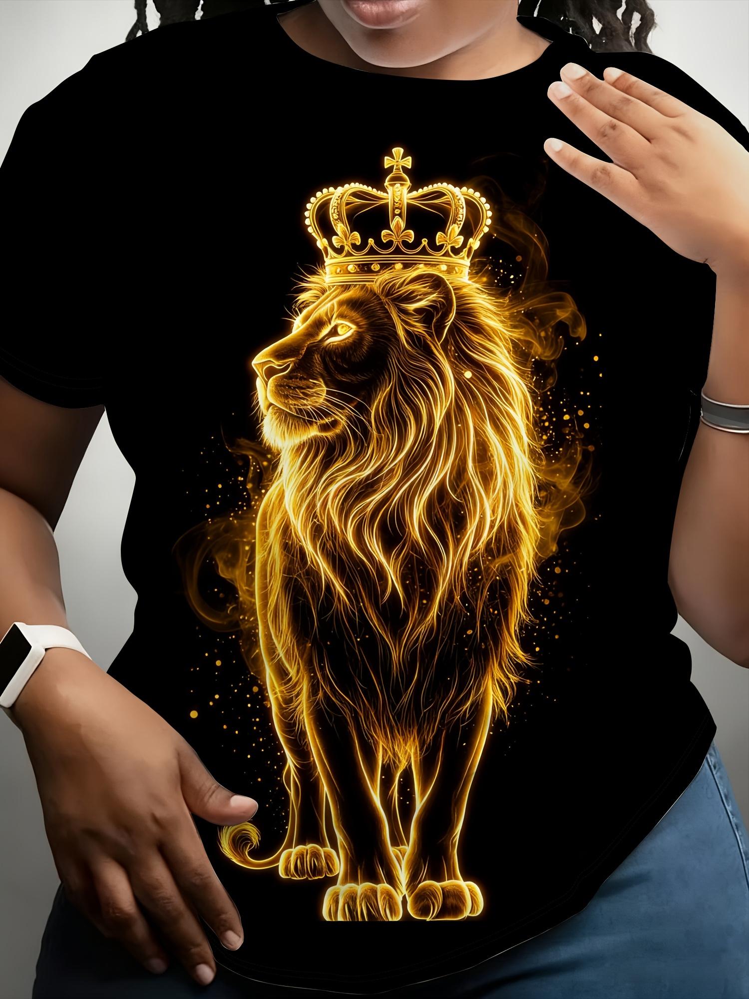 

Women s Lion Crown Print T-Shirt - Short Sleeve Round Neck Blouse Suitable for Summer. Loose Fit Top with Lion ; Crown. Machine Washable Casual Blouse 2XL дубильная кора