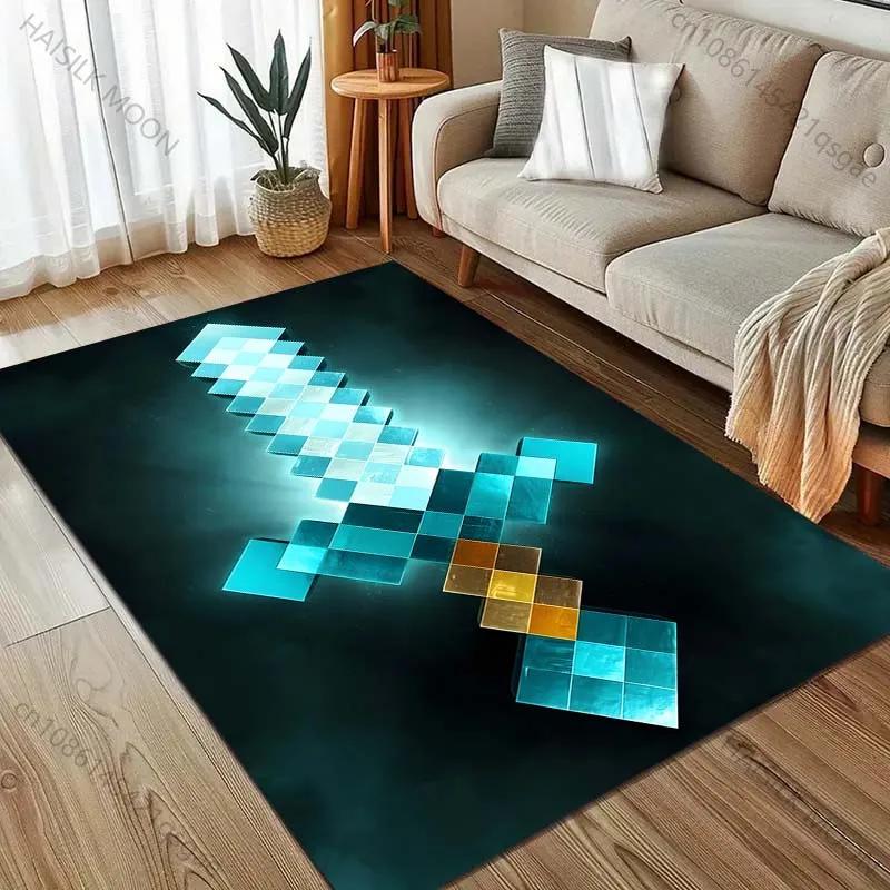 

1PC Interesting Pixelated Sword Print Carpet Modern Home Decor Area Rug for Bedroom Living Room Bedside Sofa Floor Mat Nice Gift 40x60cm (16x24in)