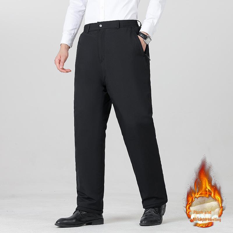 Pantaloni da uomo in pile di agnello con vita elasticizzata: Inverno Caldo, Ispessito, Taglia Grande, Casual per Mezza Età e Anziani