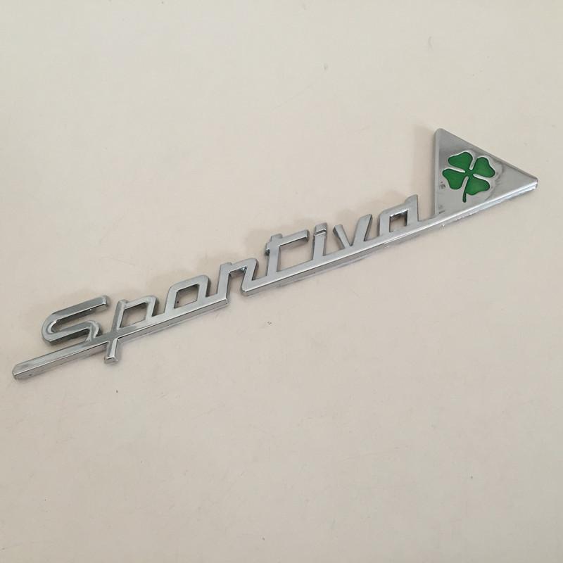 OAHJY1 2pcs SPORTIVA Quatrefoil delta Car Side Fender Emblem Rear Trunk Badge Sticker for Alfa Romeo 147 156 159 166 Giulietta Spider