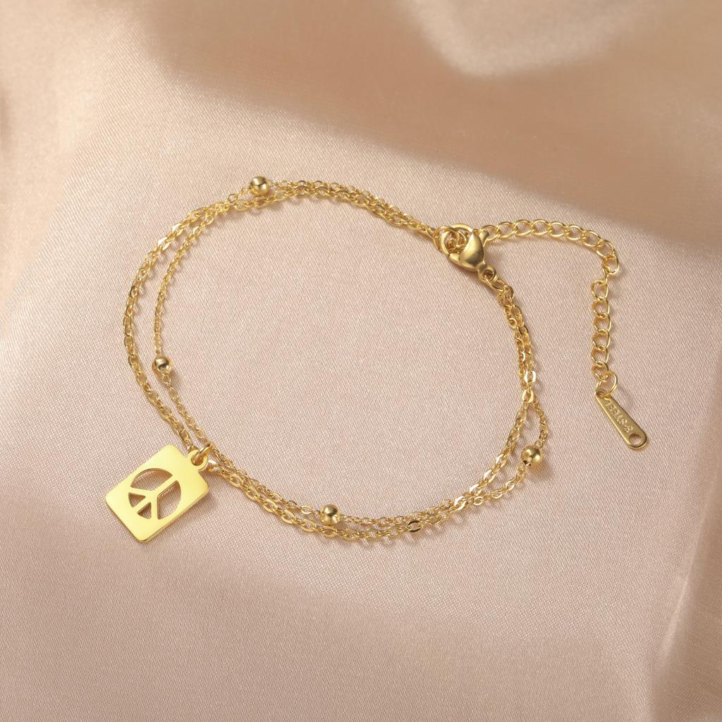 LIKGREAT Friedenszeichen Armband für Damen Herren Edelstahl Verstellbar Friedenssymbol Charm Armband Mode Hip Hop Schmuck Geschenk