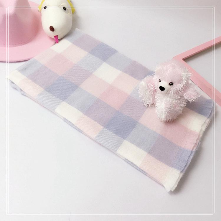 

2025 Autumn/Winter Women S New Checkered Scarf Versatile Student Japanese Hairy Small Fresh Shawl Neck 180*70cm