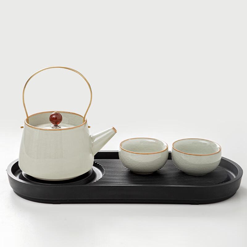 Lainuo Ru Kiln Style Beige Tea Set with Dry Tray