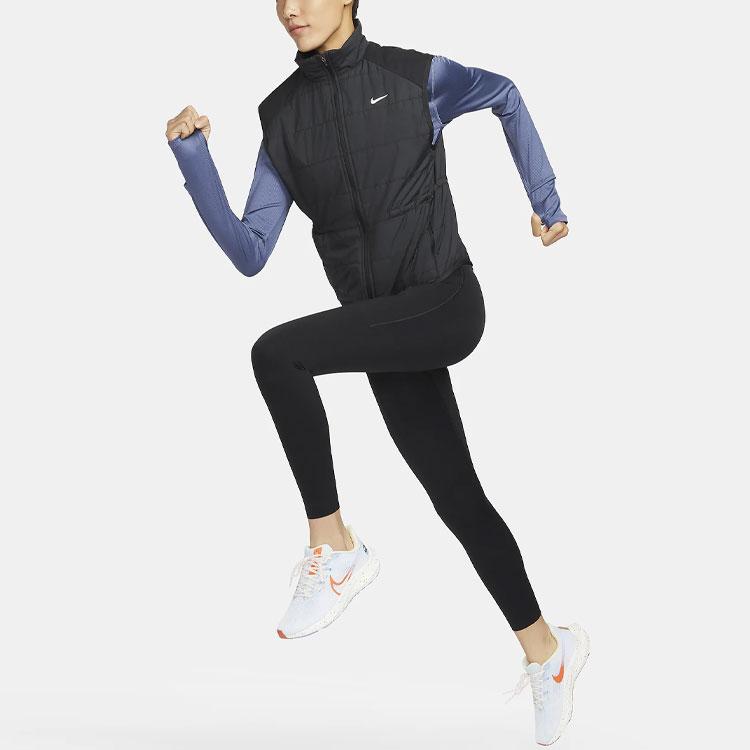 Nike Gilet da Donna Monocolore con Logo Collo Alto e Zip Nero FB7538-010