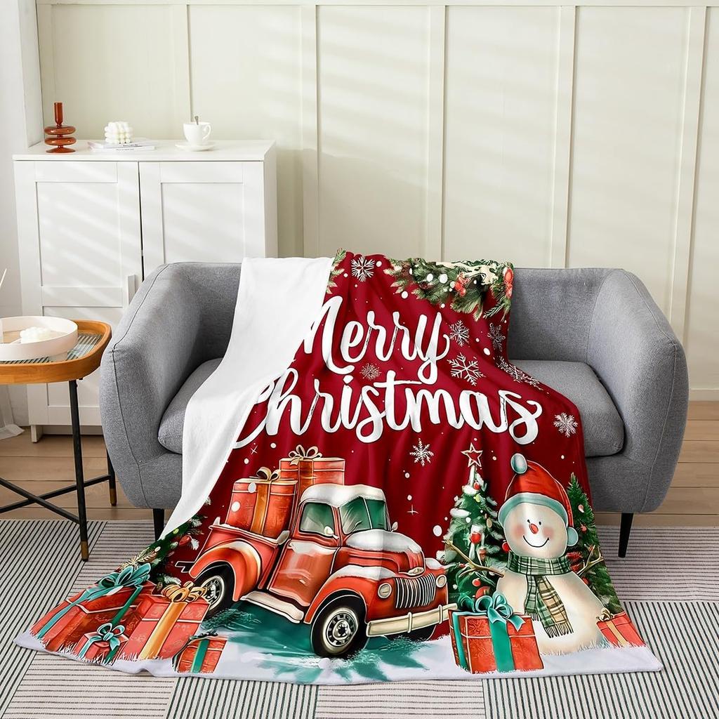 Xmas Grids Flannel Blanket Warm Lightweight,Merry Christmas Theme Warm Blanket for Couch Sofa Decor,Cartoon Santa Claus Warm