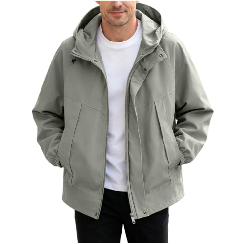 Men's Windproof Hooded Outdoor Jacket Casual Loose Fit for Spring and Fall Hiking