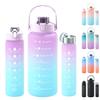 Large Capacity Sports Water Bottle With Straw Portable Handle Heat-resistant Outdoor Frosted Plastic Gradient Color Space Kettle