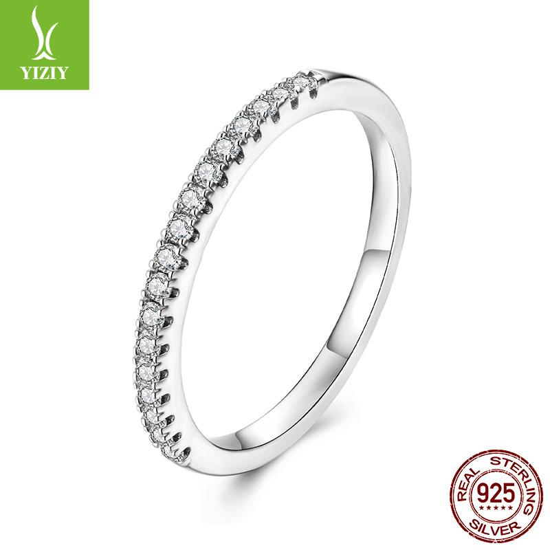 

Popular Half-Circle Eternal Moissanite Ring Engagement Ring, Classic Diamond S925 Sterling Silver Ring Stacked 8 US (one certificate) серебряный