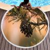 Pine Tree Printed Round Beach Towel with Tassels, Microfiber Beach Blanket, Absorbent Quick Dry Pool Towel Portable Picnic Mat