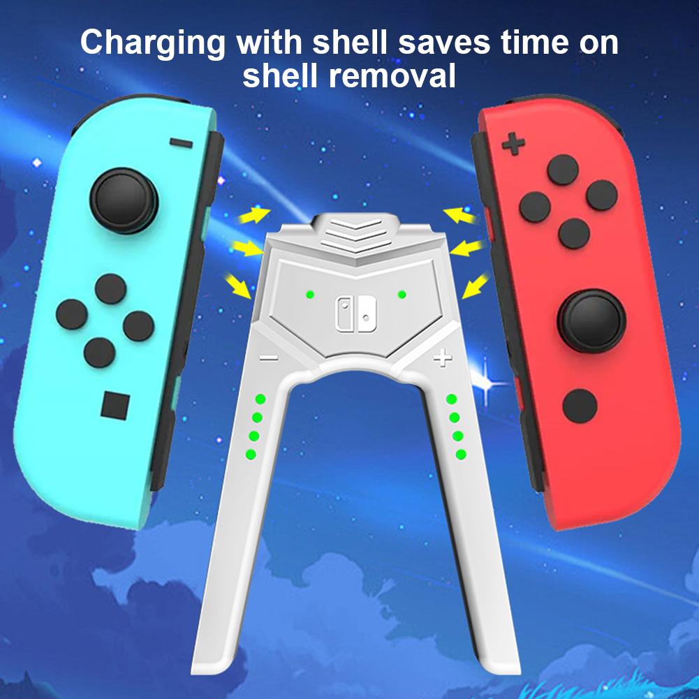 Portable V Shaped Charging Grip Dock for Nintendo Switch OLED Joy Con Play While Charging with LED Indicators