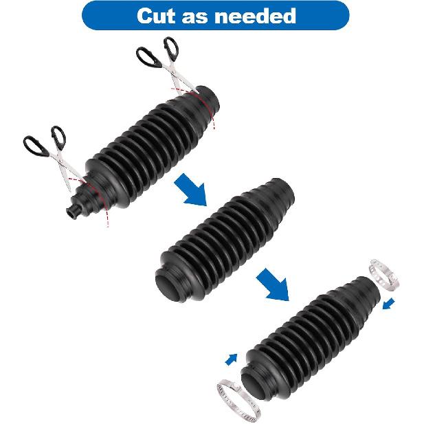 Toolwiz Inner Tie Rod Boot Kit, 2PCS Universal Adjustable Car Tie Rod Boot With Bellow Cable Ties And Clamps, Dustproof Silicone Rack And Pinion Boot