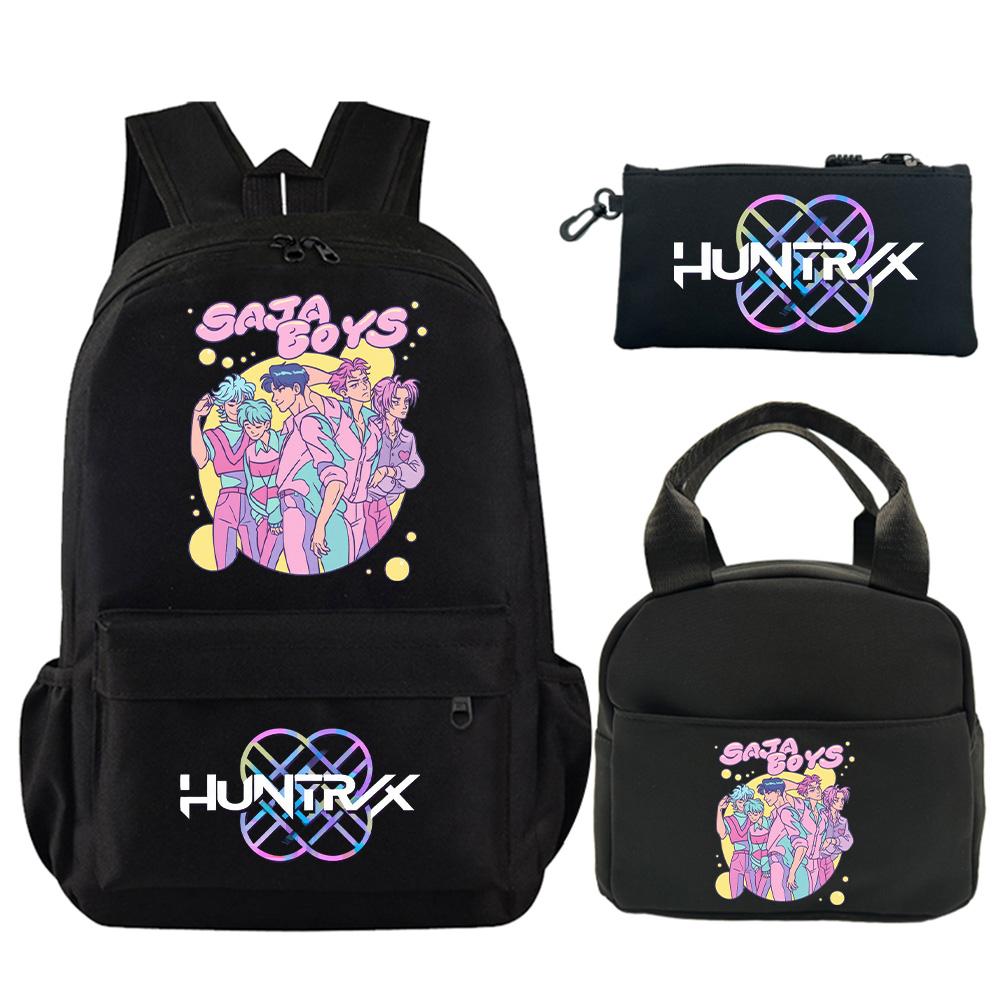 3 st/set Anime Tryckt Ryggsäck med Axelväska Pennfodral för Tonåring Student Pojke Flicka Skolväska Stor Kapacitet Vattentät Bokväska Barnpresent